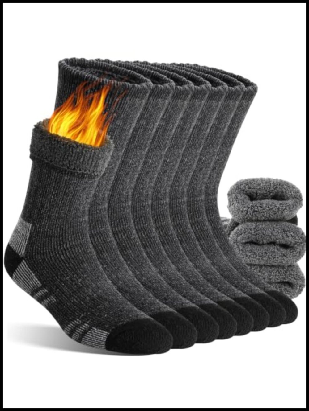 Merino Wool Thermal Men's Crew Socks 4-Pack | Extra Warm Thick Cushioned Hiking